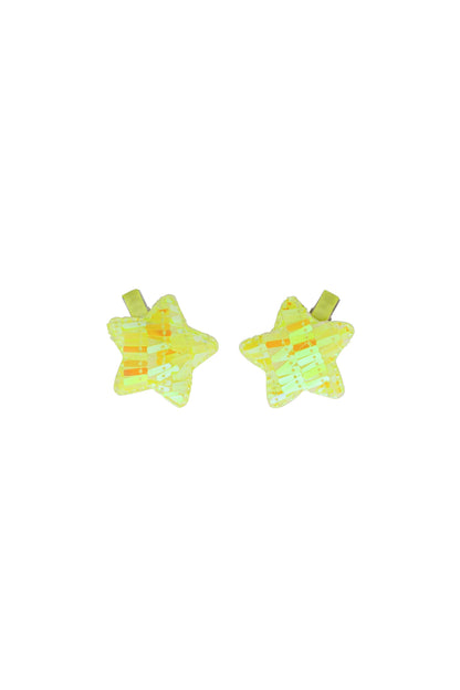 Sequinned Star Clip Set - Yellow