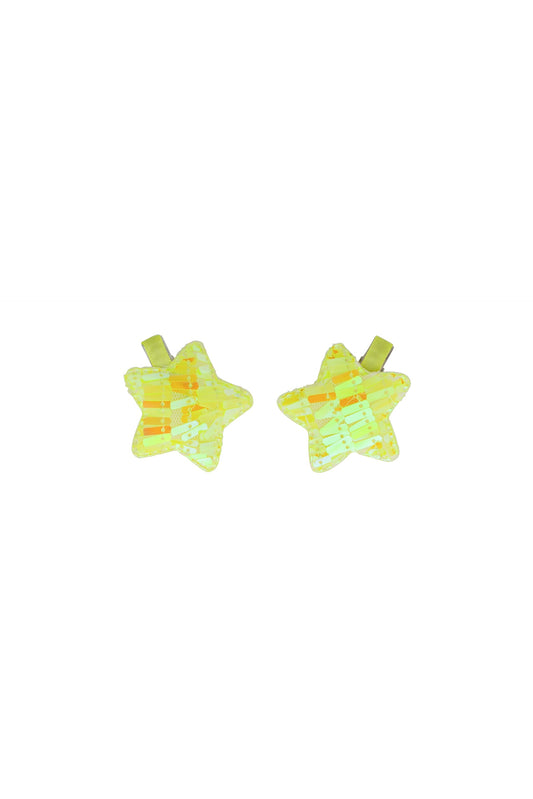 Sequinned Star Clip Set - Yellow
