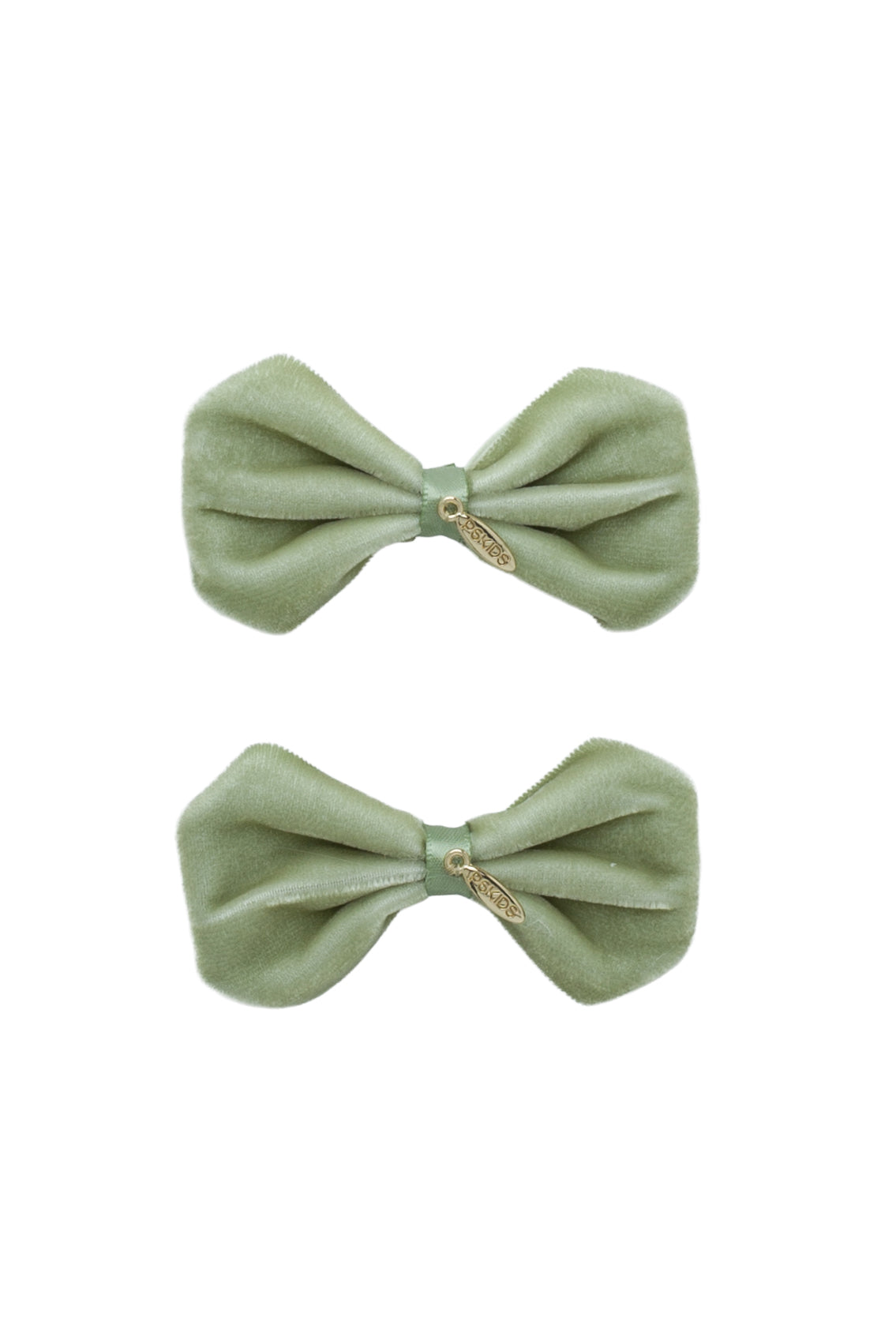 Tendu Velvet Bow Clip Set - Antique Green