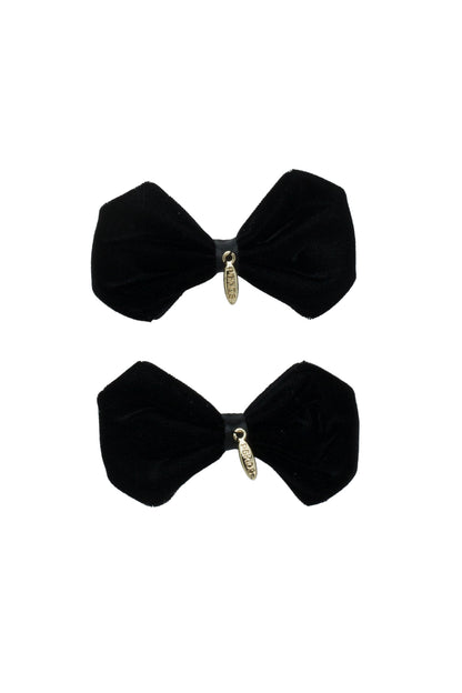 Tendu Velvet Bow Clip Set - Black