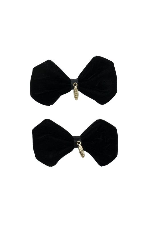 Tendu Velvet Bow Clip Set - Black
