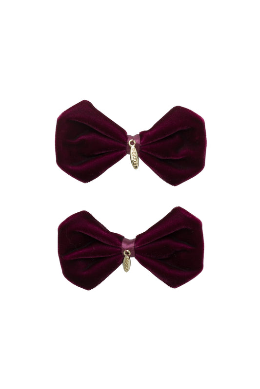 Tendu Velvet Bow Clip Set - Burgundy Wine