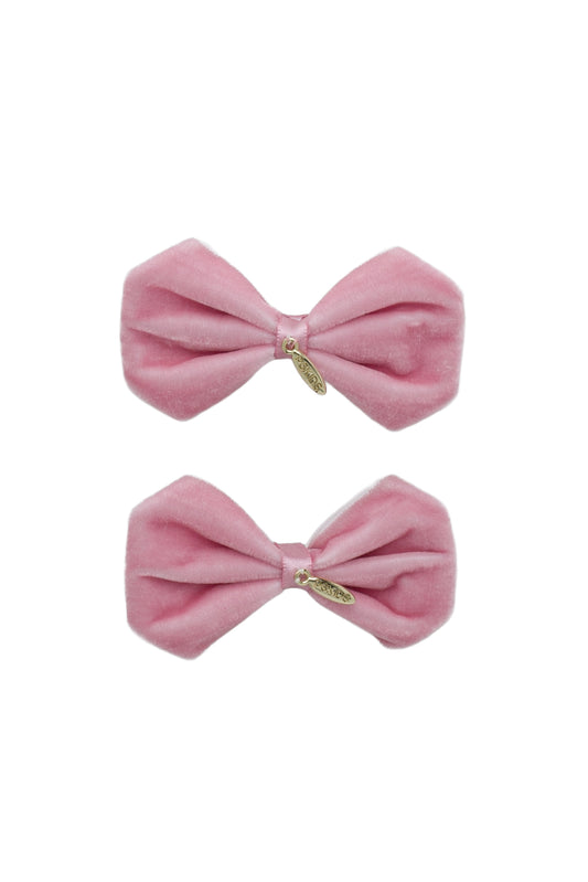 Tendu Velvet Bow Clip Set - Dusty Rose