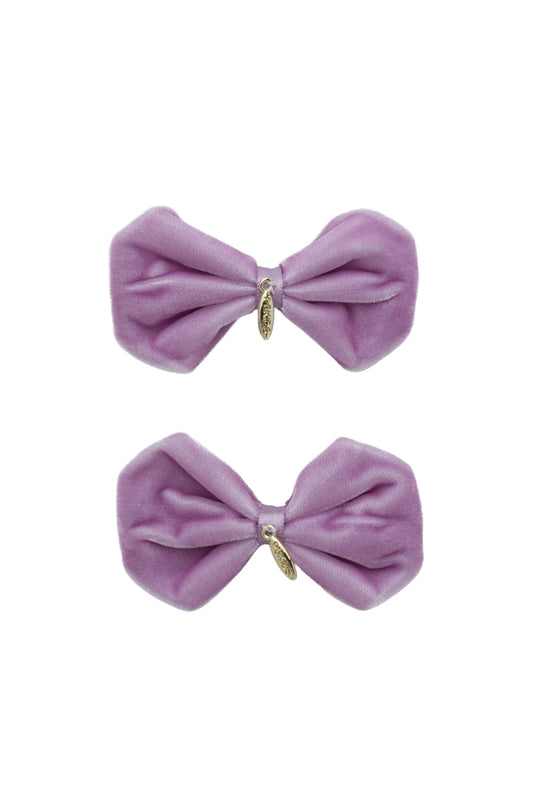 Tendu Velvet Bow Clip Set - Lilac Fresco