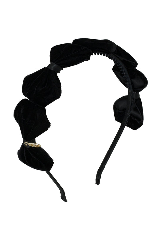 Tendu Velvet Bow Headband - Black