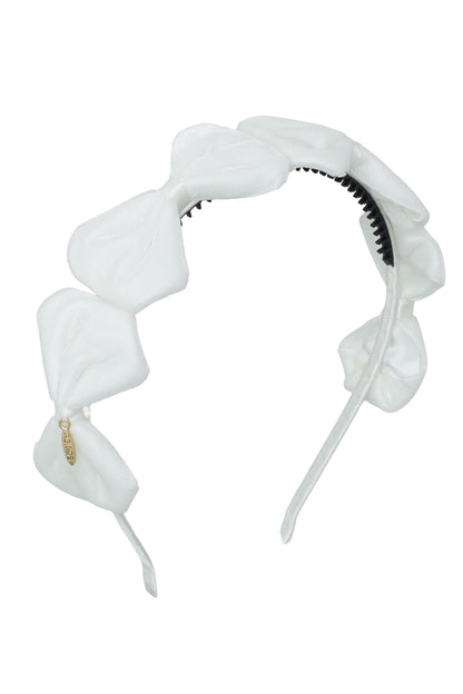 Tendu Velvet Bow Headband - White