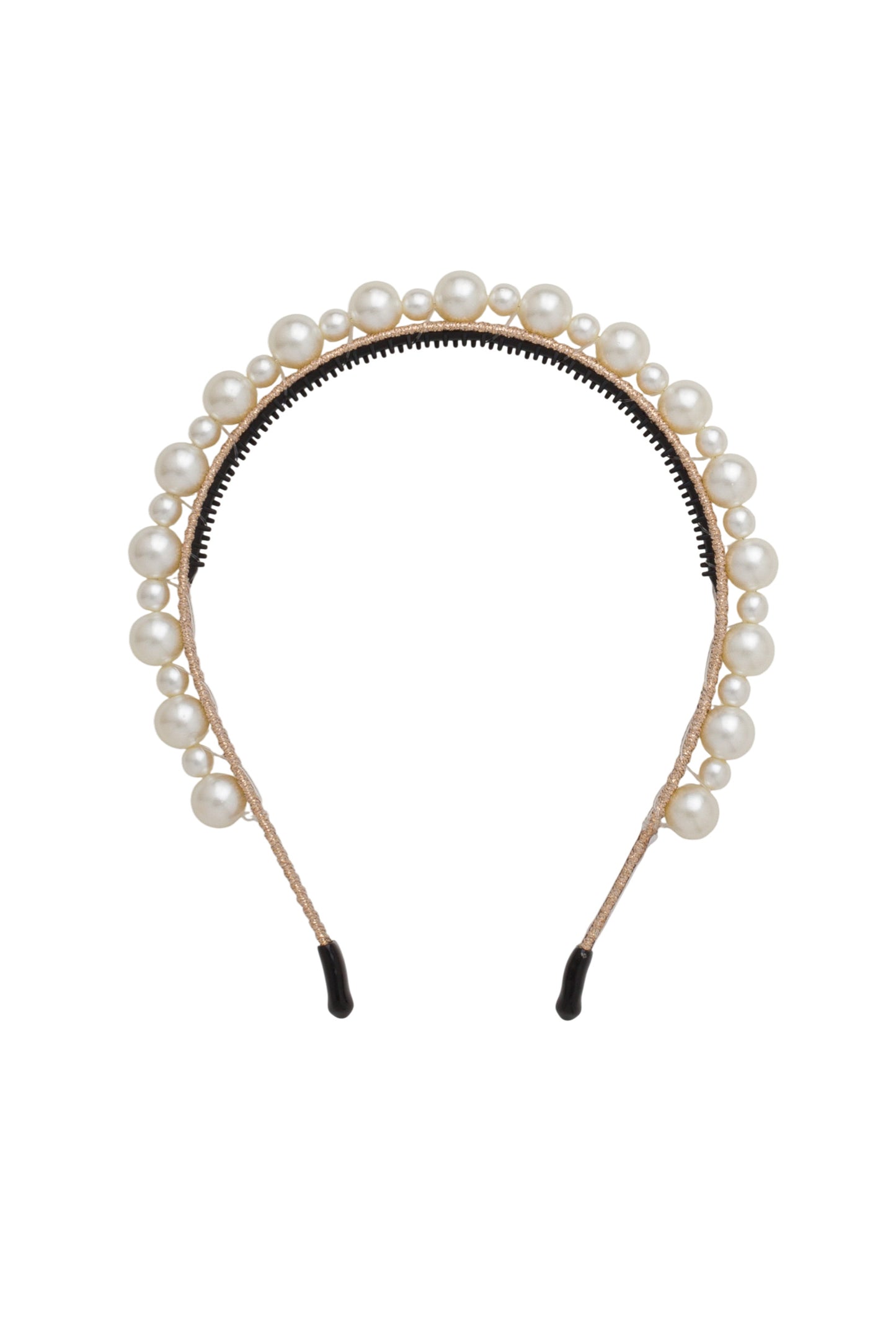 Uneven Pearls Headband - Gold/Ivory
