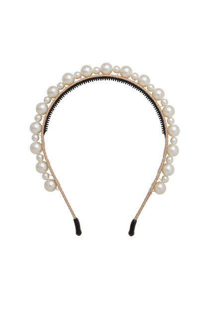 Uneven Pearls Headband - Gold/Ivory