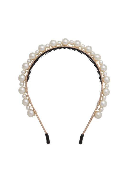 Uneven Pearls Headband - Gold/Ivory