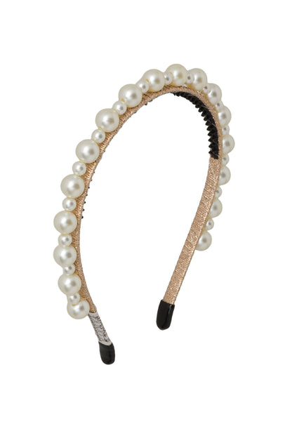 Uneven Pearls Headband - Gold/Ivory