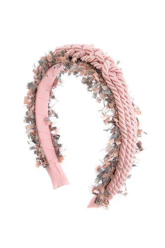 All Roped In Headband - Pink/Grey