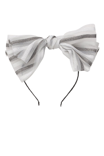 Ava Stripe Headband - Organza - Black/White