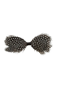 Butterfly Feather Bowtie/Clip - Black/White Spot