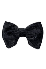Beauty & The Beast Bowtie/Hair Clip - Black Paisely Suede