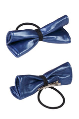 Butterfly Leather Clip/Pony - Metallic Blue