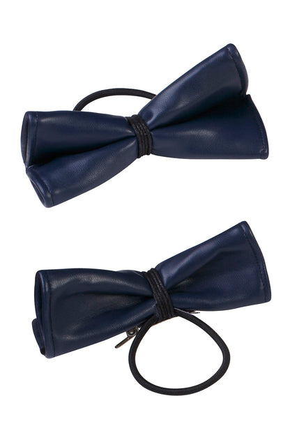 Butterfly Leather Clip/Pony - Navy