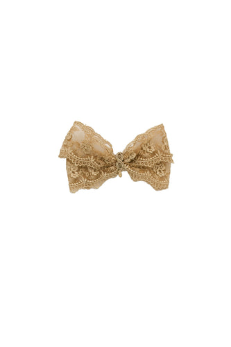 Dahlia Lace Bow Clip - Gold