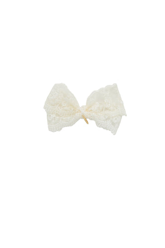 Dahlia Lace Bow Clip - Ivory