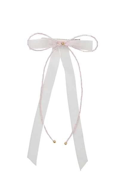 Dainty Fairy Beaded Bow - Pink