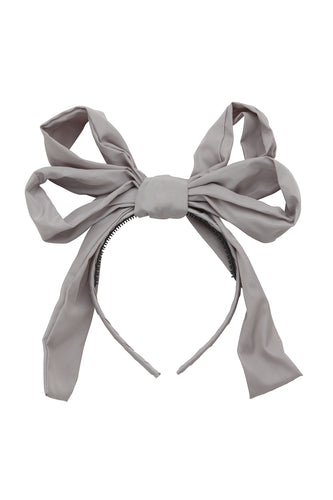Double Party Bow Headband - Light Grey