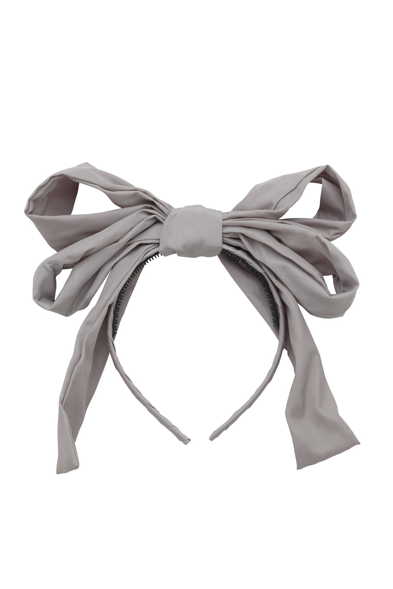 Double Party Bow Headband - Light Grey