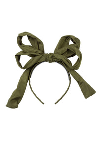 Double Party Bow Headband - Olive