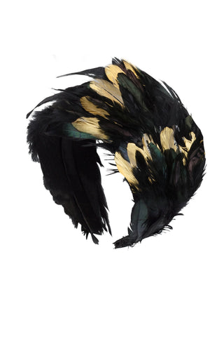 Feather Headband - Black/Gold