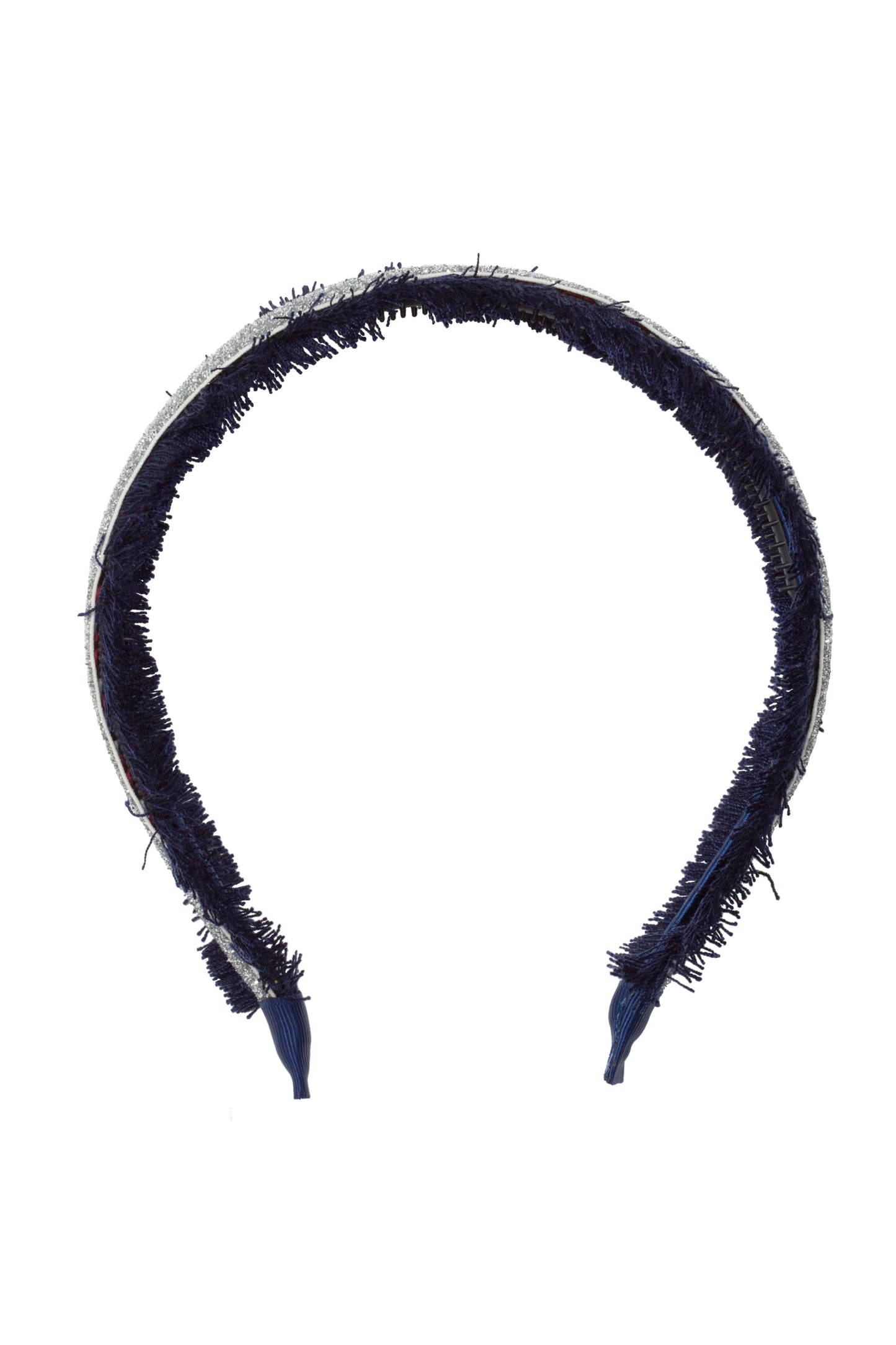 Flat Fringe Headband - Navy/Silver