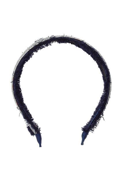 Flat Fringe Headband - Navy/Silver