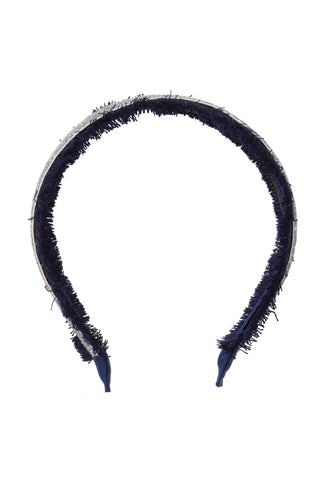 Flat Fringe Headband - Navy/Silver