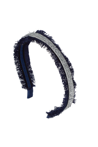 Flat Fringe Headband - Navy/Silver