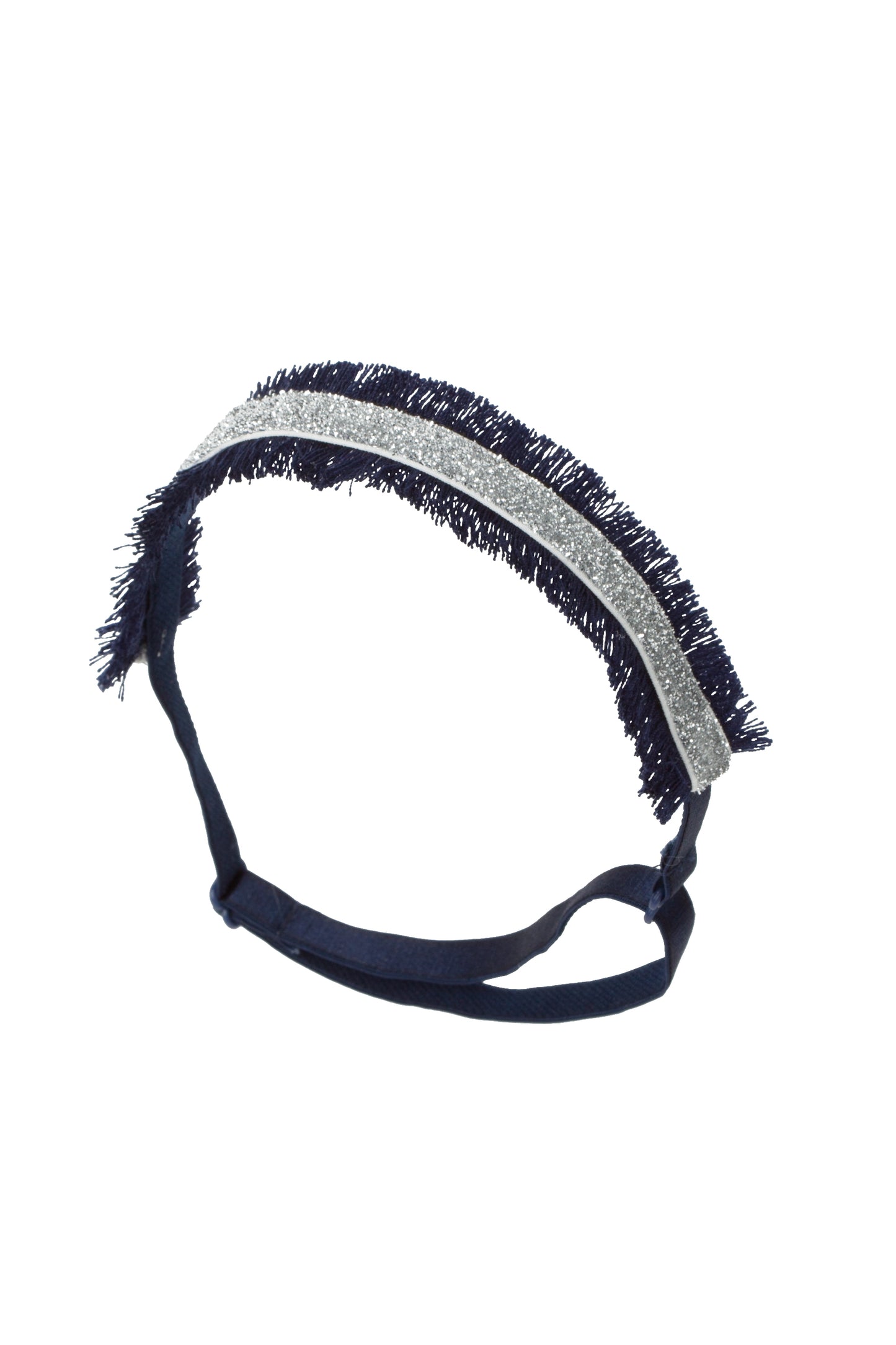 Flat Fringe Wrap - Navy/Silver