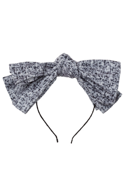 Floppy Velvet Headband - Black/White Speckled