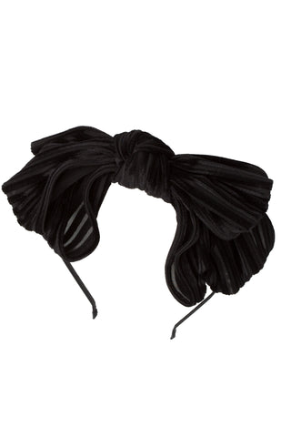 Floppy Velvet Stripe Headband - Black