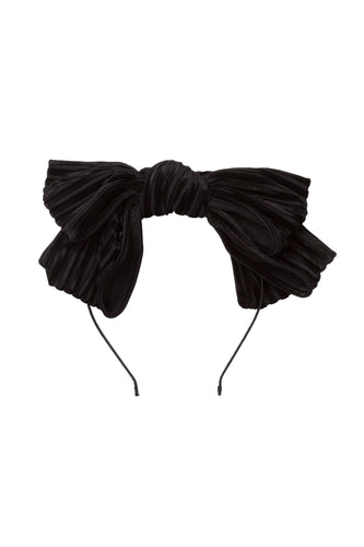 Floppy Velvet Stripe Headband - Black
