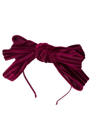 Floppy Velvet Stripe Headband - Burgundy