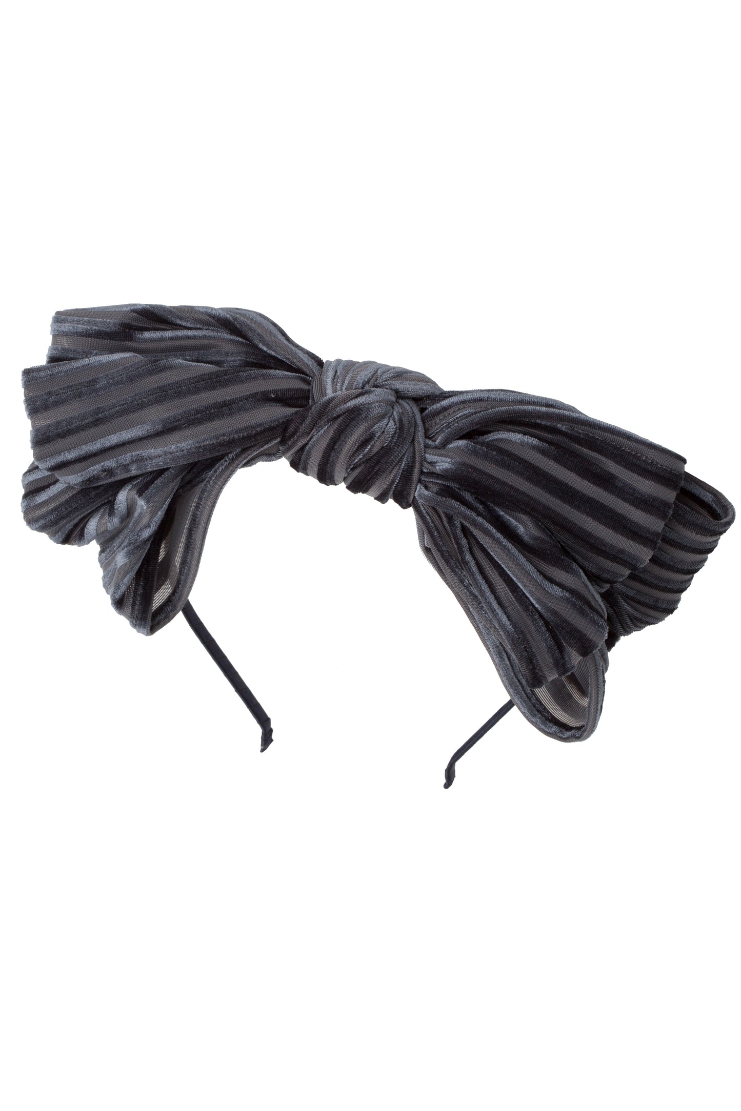 Floppy Velvet Stripe Headband - Charcoal