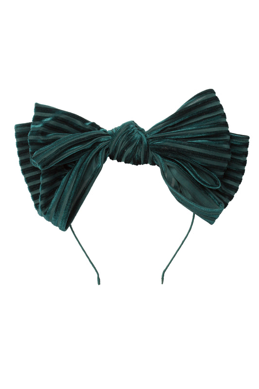 Floppy Velvet Stripe Headband - Hunter Green