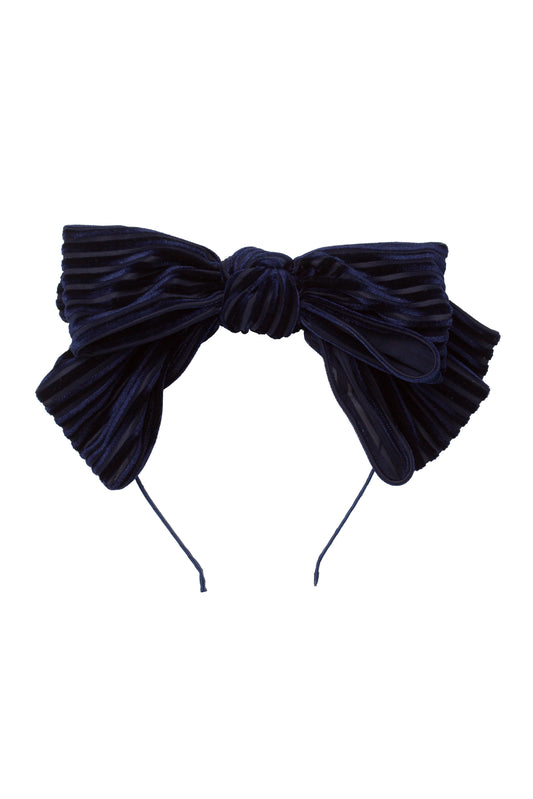 Floppy Velvet Stripe Headband - Navy