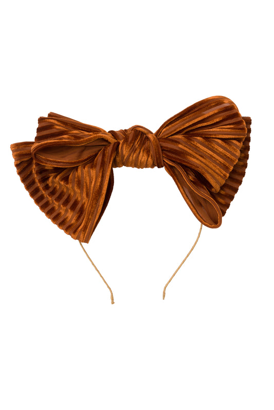 Floppy Velvet Stripe Headband - Rust