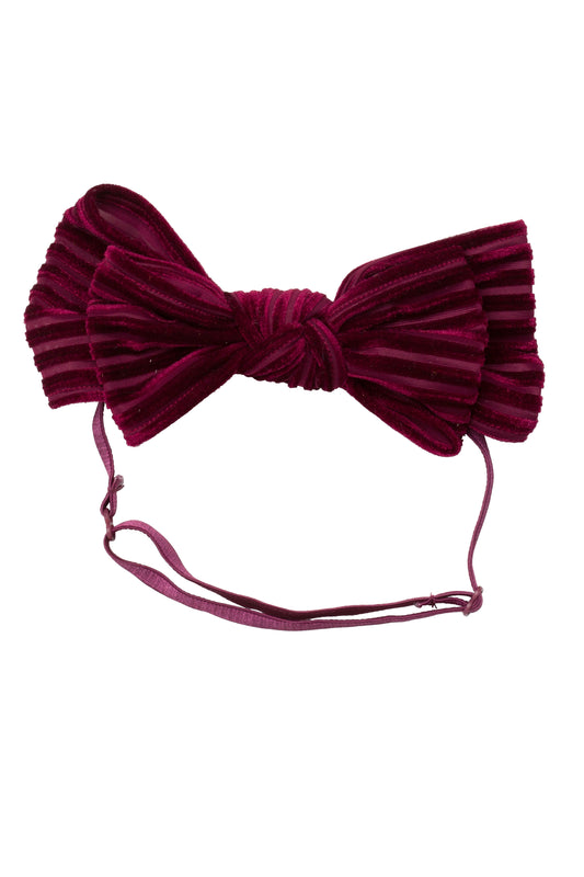 Floppy Velvet Stripe Wrap - Burgundy