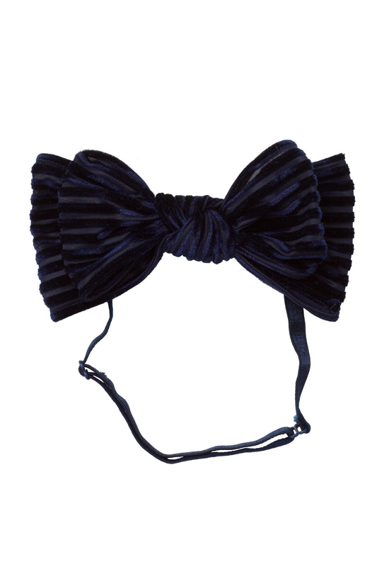 Floppy Velvet Stripe Wrap - Navy