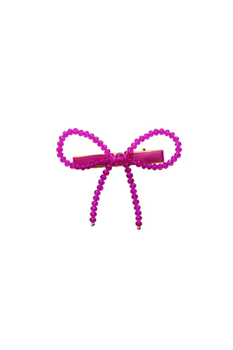 Glass Bow Clip - Hot Pink