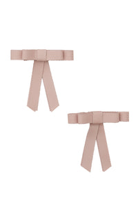 Grosgrain Bow Clip Set (2) - Vanilla Taupe