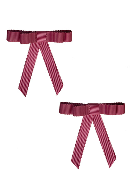 Grosgrain Bow Clip Set (2) - Victorian Rose