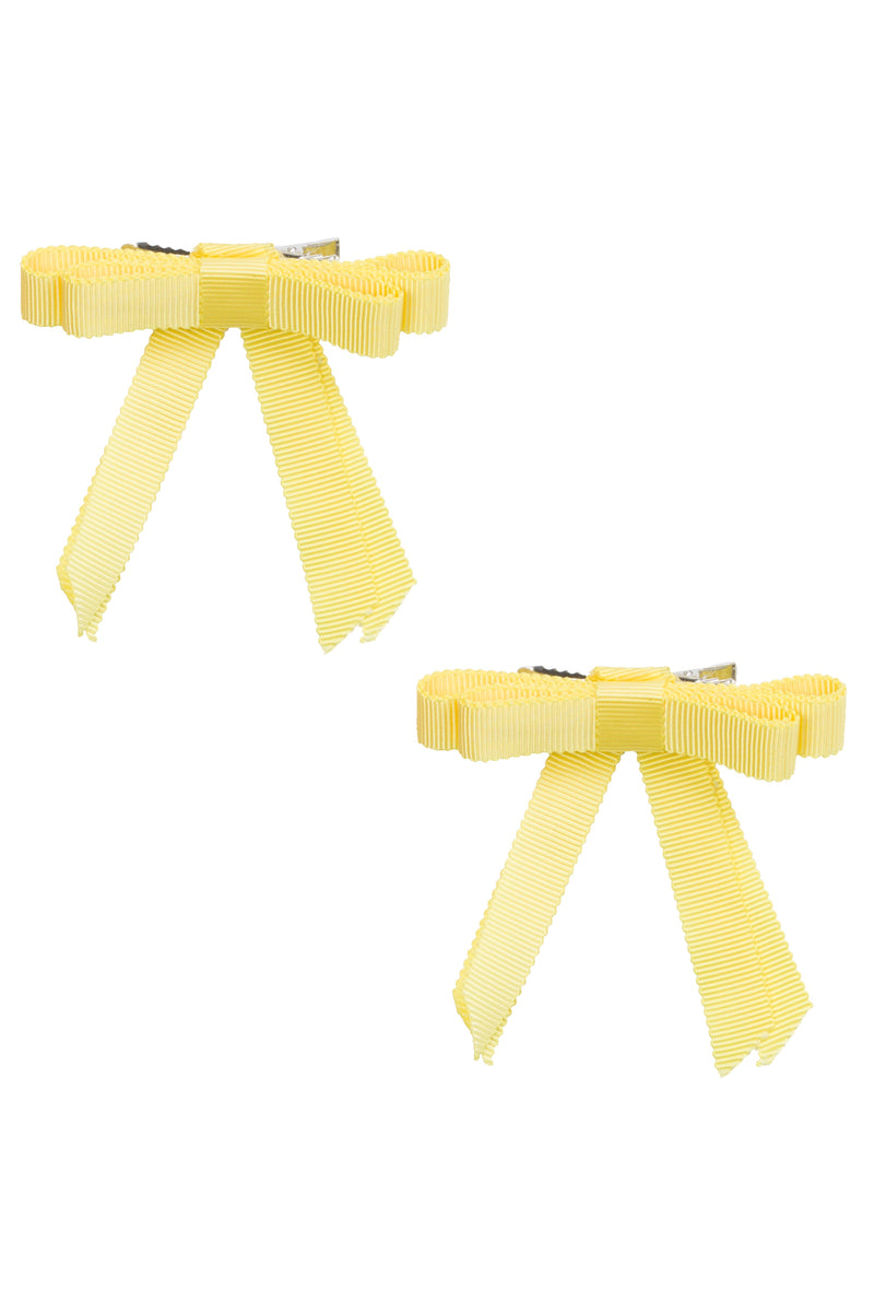 Grosgrain Bow Clip Set (2) - Lemon