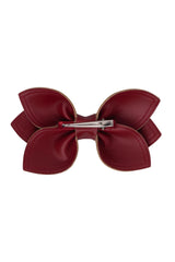 Growing Orchid Clip/Bowtie - Burgundy Leather