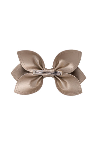 Growing Orchid Clip/Bowtie - Gold Leather