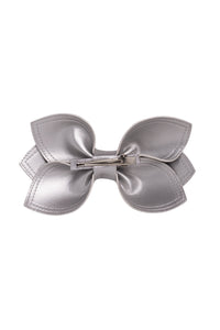 Growing Orchid Clip/Bowtie - Silver Leather