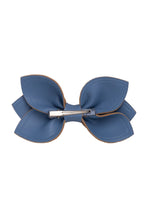 Growing Orchid Clip/Bowtie - Smoke Blue Leather